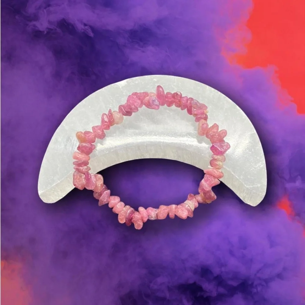 Pink Tourmaline Crystal Stretchy Bracelet
